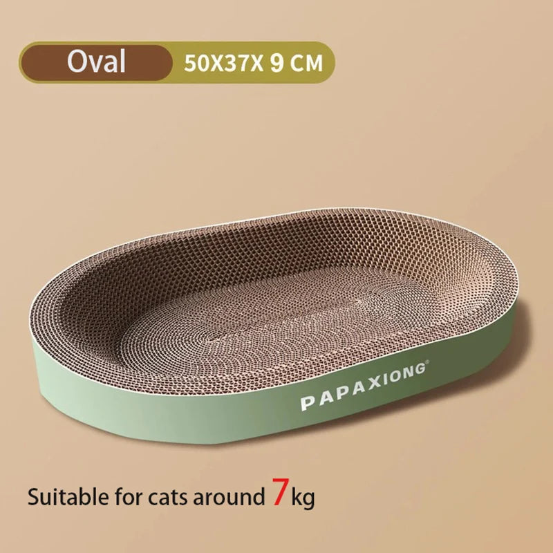 Durable Round Oval Cat Scratcher & Bed with Thickened Cardboard