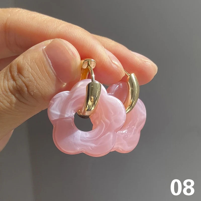 High-Quality Acrylic Flower Resin Drop Earrings - Stylish & Comfortable