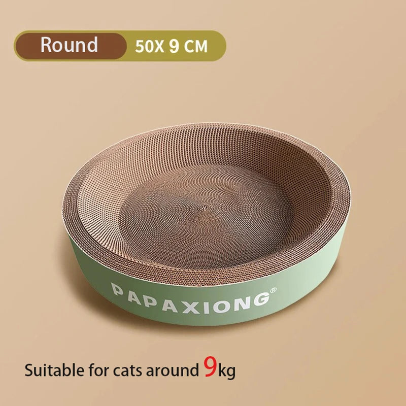 Durable Round Oval Cat Scratcher & Bed with Thickened Cardboard