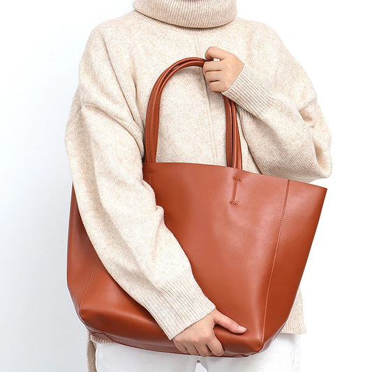 Luxury Cow Leather Tote Bag: Fashionable Shoulder Bag for Women