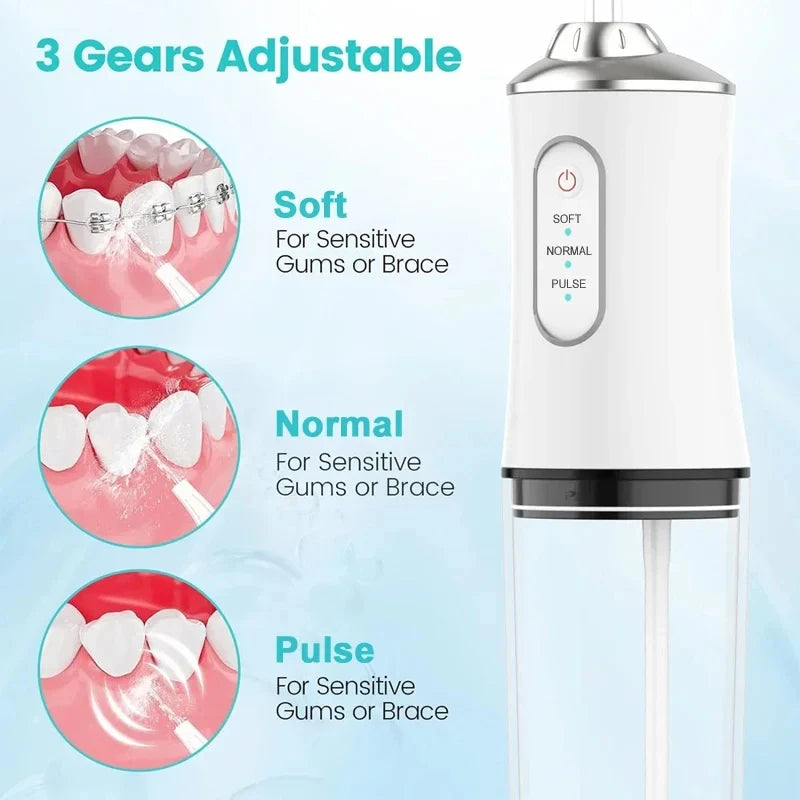 Xiaomi 3-Speed Portable Electric Water Flosser - IPX7 Waterproof, 240ml Removable Tank, Dental Cleaner