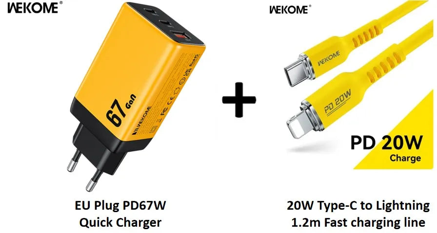 WEKOME 67W GaN Charger Quick Charge Fast Charging Type C Charger