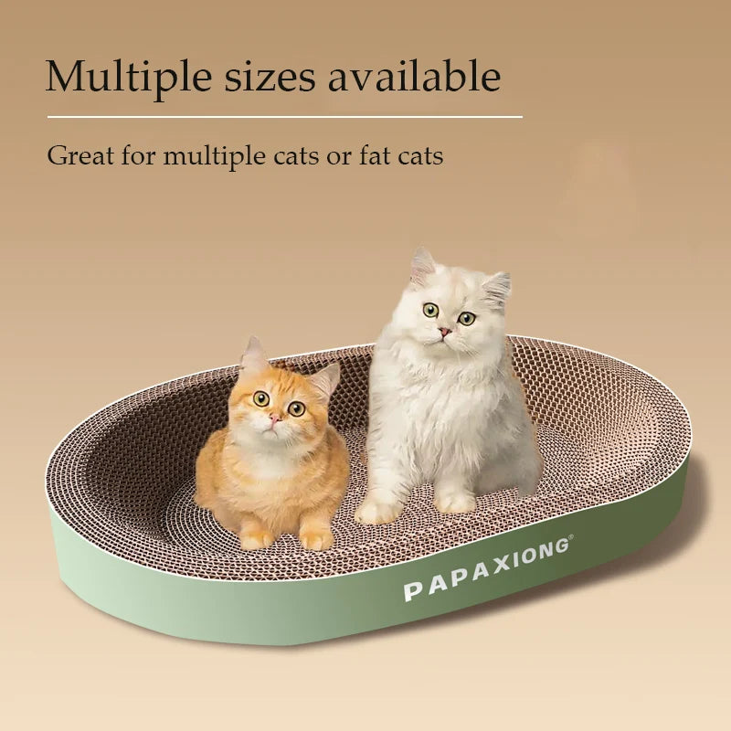 Durable Round Oval Cat Scratcher & Bed with Thickened Cardboard