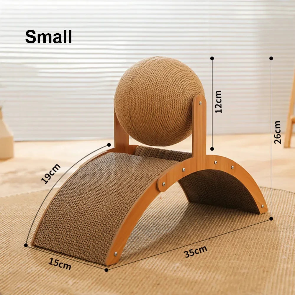 2-in-1 Wooden Cat Scratcher Ball & Sisal Paw Grinding Toy