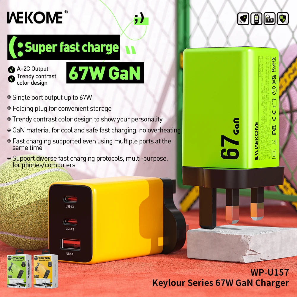 WEKOME 67W GaN Charger Quick Charge Fast Charging Type C Charger