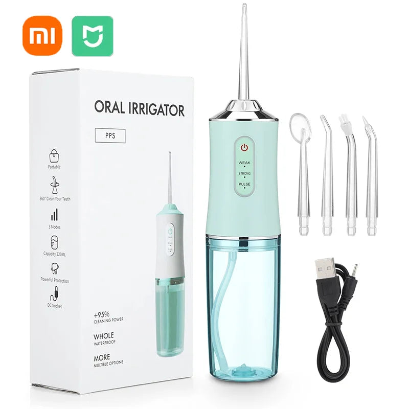 Xiaomi 3-Speed Portable Electric Water Flosser - IPX7 Waterproof, 240ml Removable Tank, Dental Cleaner