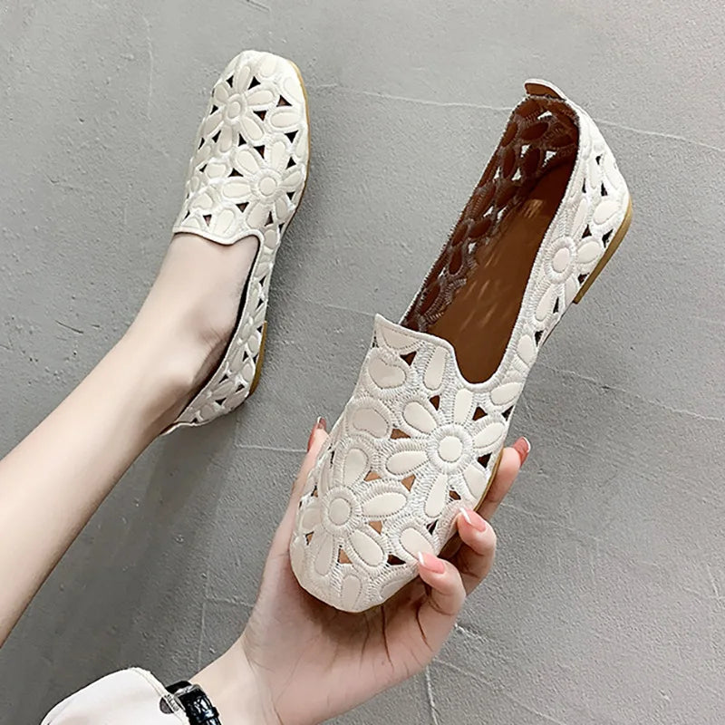 Women's Foldable Square Toe Loafers - Casual Fashion Flats