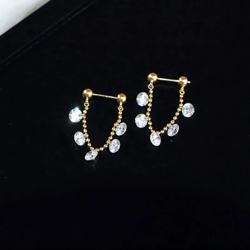 Jewerly Ideas: Sparkling Zircon Chain Dangle Earrings