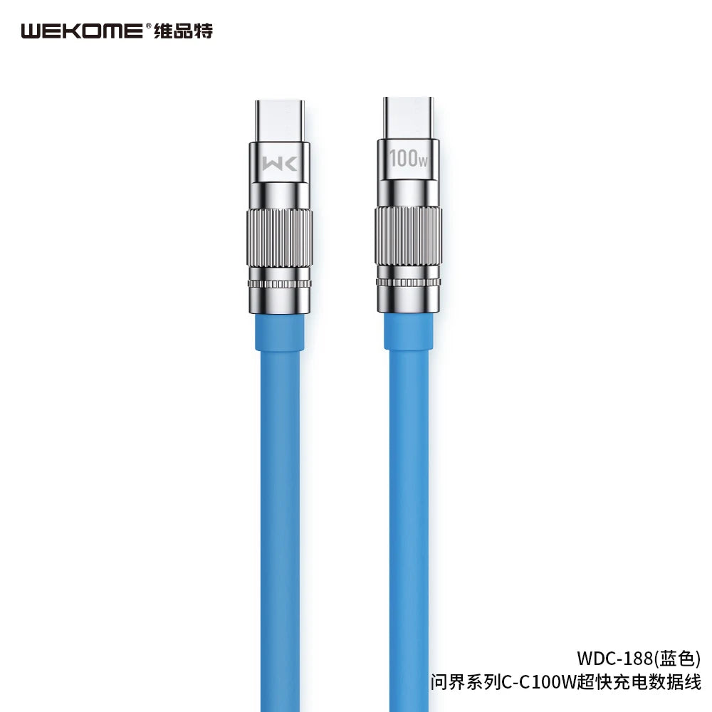 WEKOME 100W Type-C Fast Charging & Data Cable – Liquid Silicone for iPhone 15, Xiaomi, Samsung