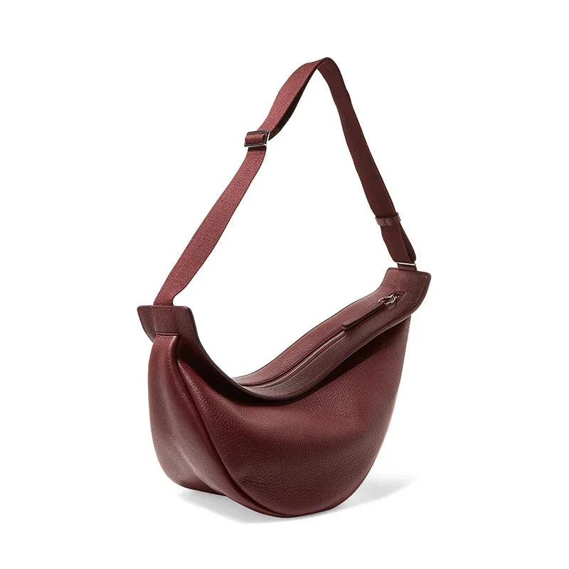 Stylish Leather Chest Bags: Women's Solid Color, Single Strap, Half-Moon Design