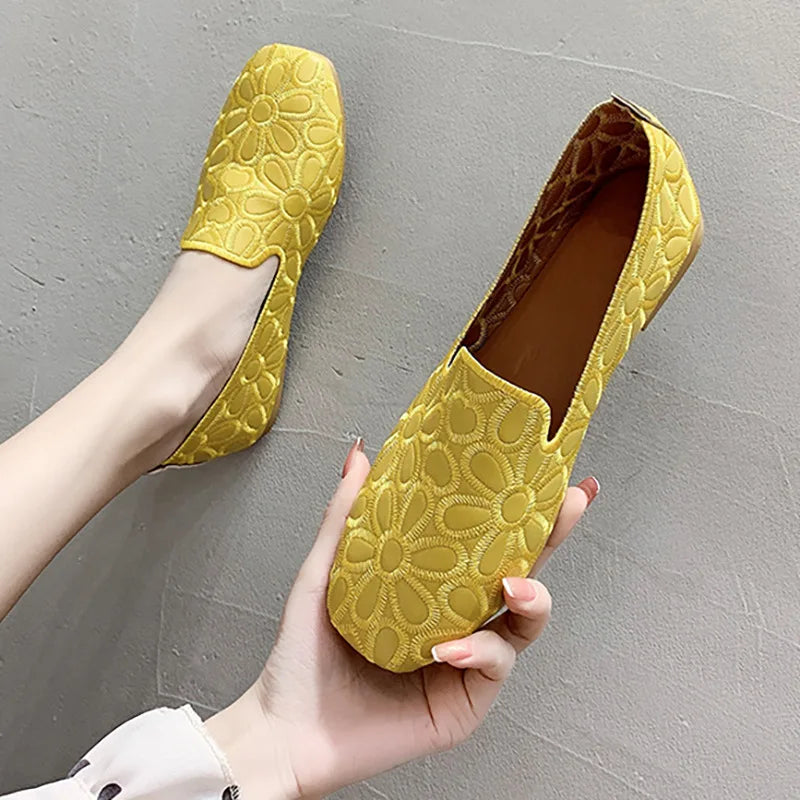 Women's Foldable Square Toe Loafers - Casual Fashion Flats