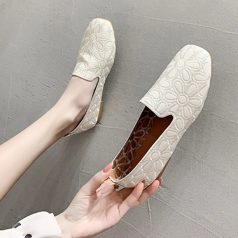 Women's Foldable Square Toe Loafers - Casual Fashion Flats