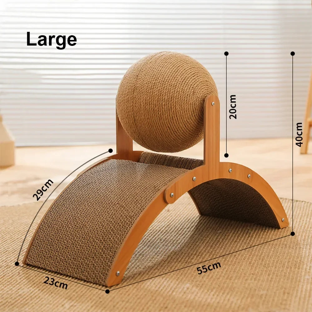 2-in-1 Wooden Cat Scratcher Ball & Sisal Paw Grinding Toy