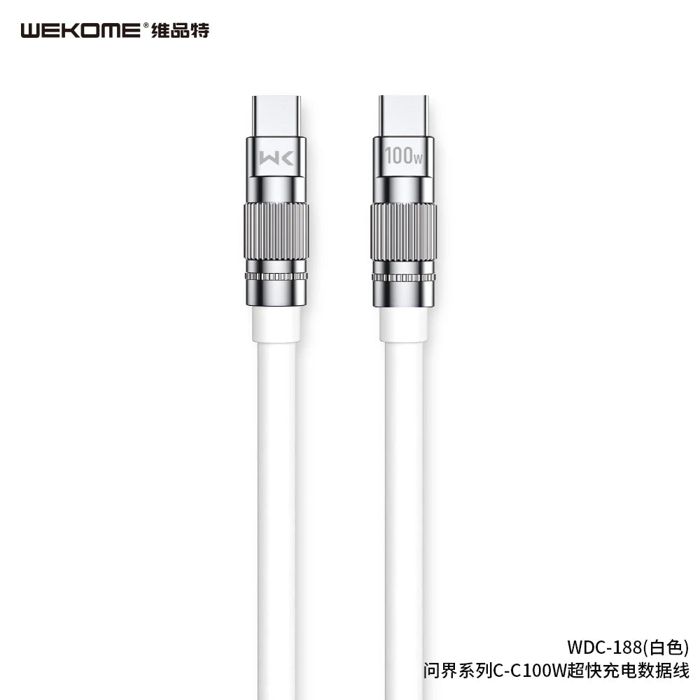 WEKOME 100W Type-C Fast Charging & Data Cable – Liquid Silicone for iPhone 15, Xiaomi, Samsung