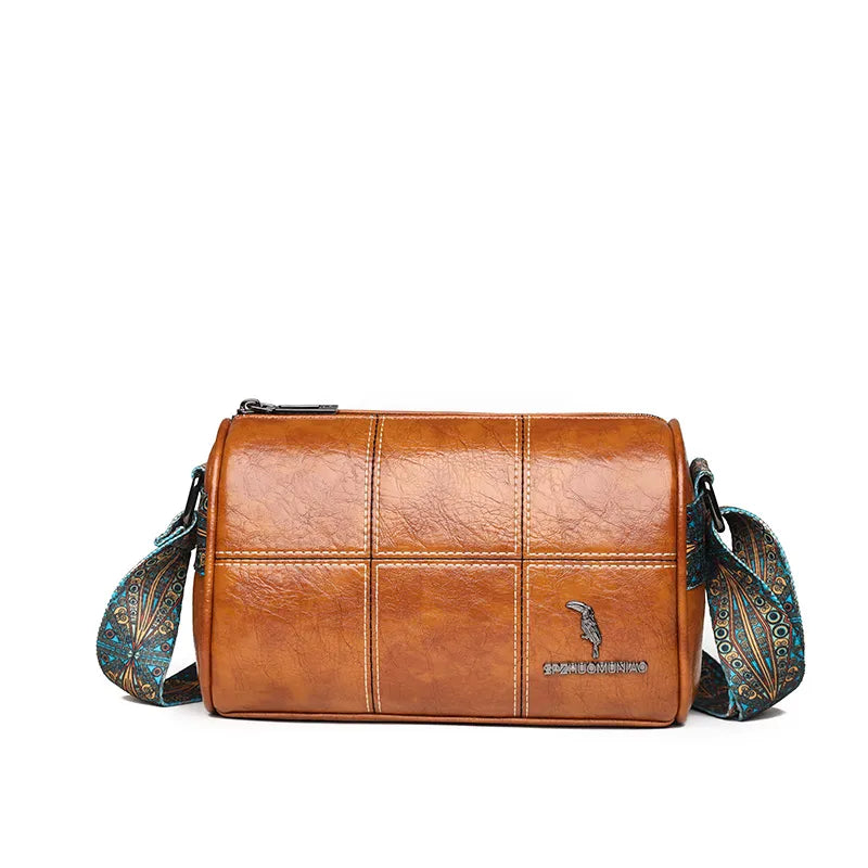 Fashion Design Leather Shoulder Bag with Wide Straps