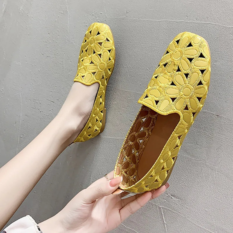 Women's Foldable Square Toe Loafers - Casual Fashion Flats