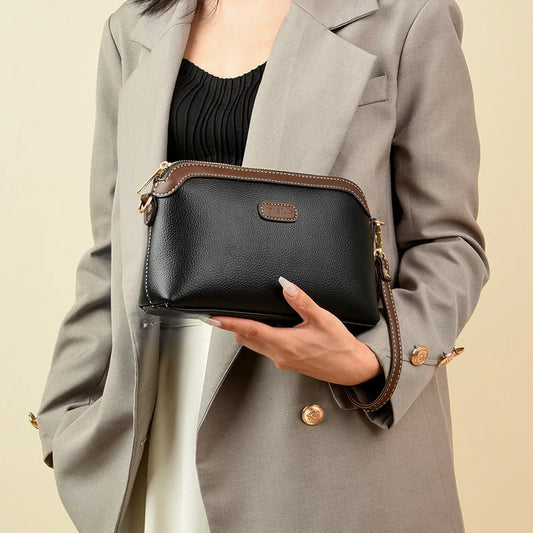 2024 New Luxury Women's Leather Crossbody Bag in Solid Color