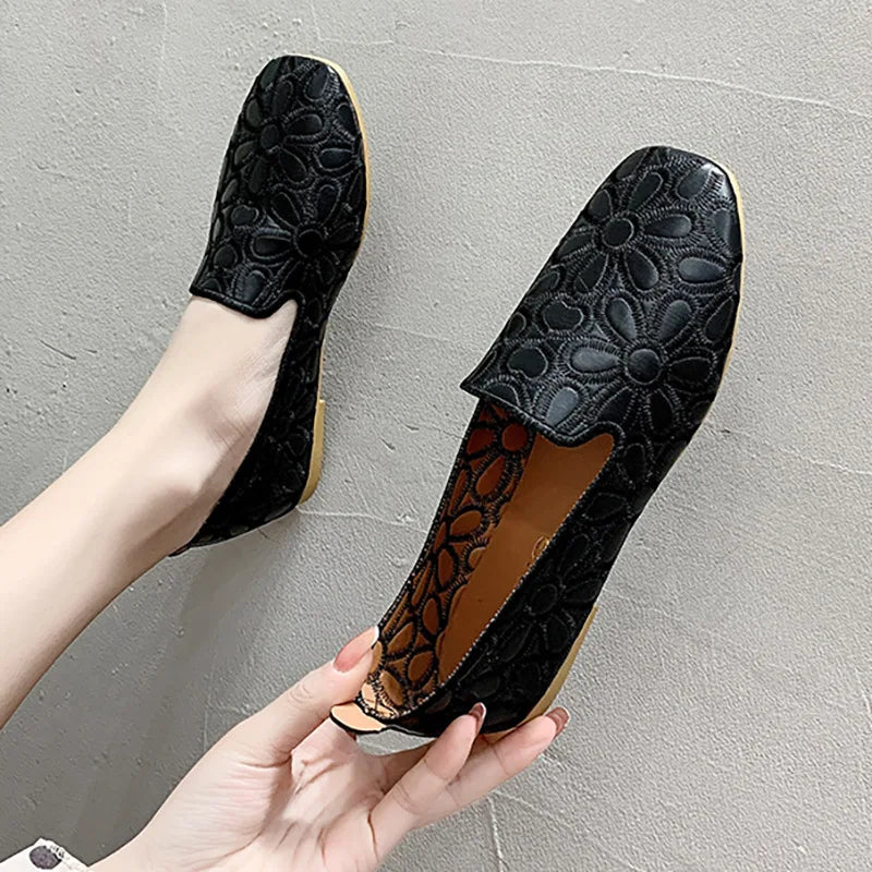 Women's Foldable Square Toe Loafers - Casual Fashion Flats