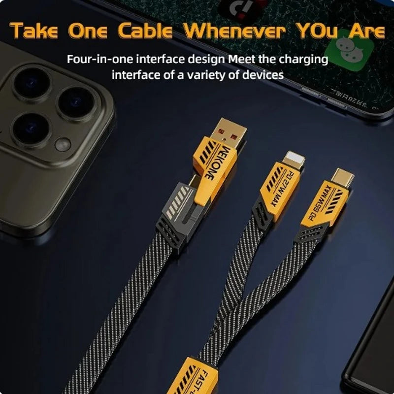 WEKOME Four-in-one Multi-function Data Cable, USB-A/IPH/TYPE-C Port Conversion, Suitable for Charging Various Mobile Phone Models.