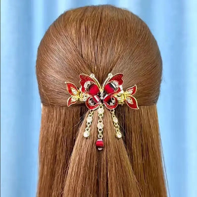 Zircon butterfly hairpin, tassel hairpin, retro ethnic style hairpin