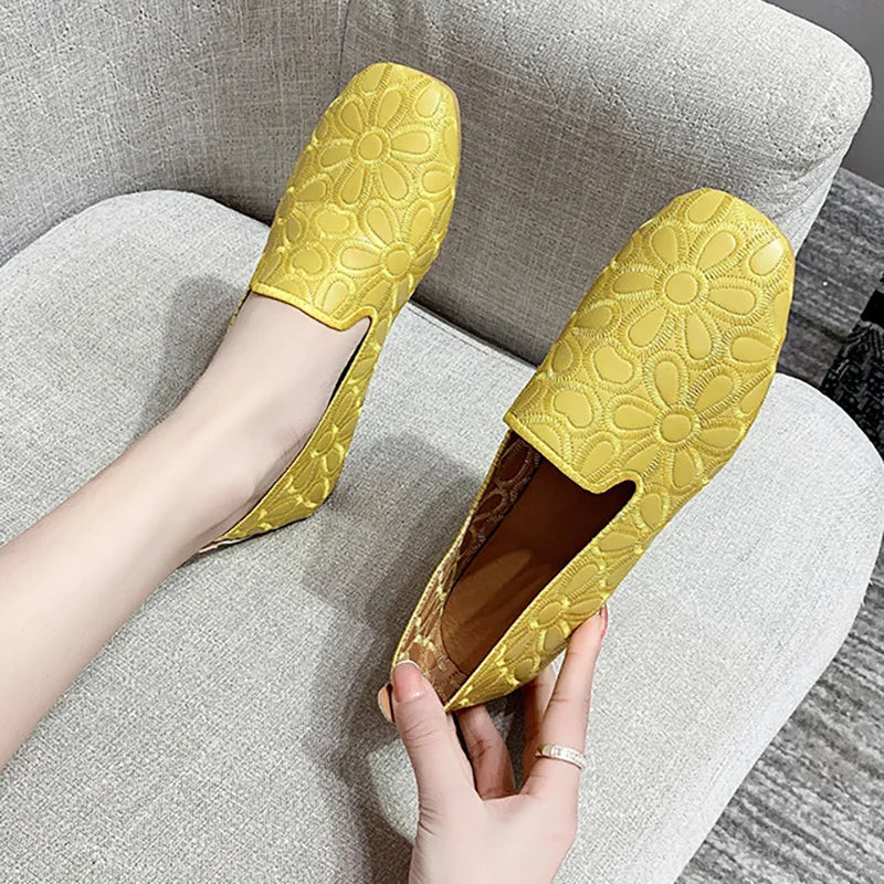 Women's Foldable Square Toe Loafers - Casual Fashion Flats