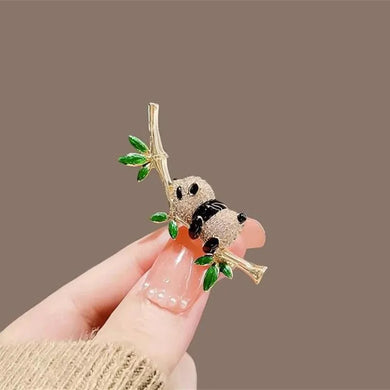 Cute Panda and Bamboo Brooches for Women - Luxury Crystal, Tulip, Wheat, Butterfly, and Pearl Safety Pins for Wedding Party Jewelry Gifts
