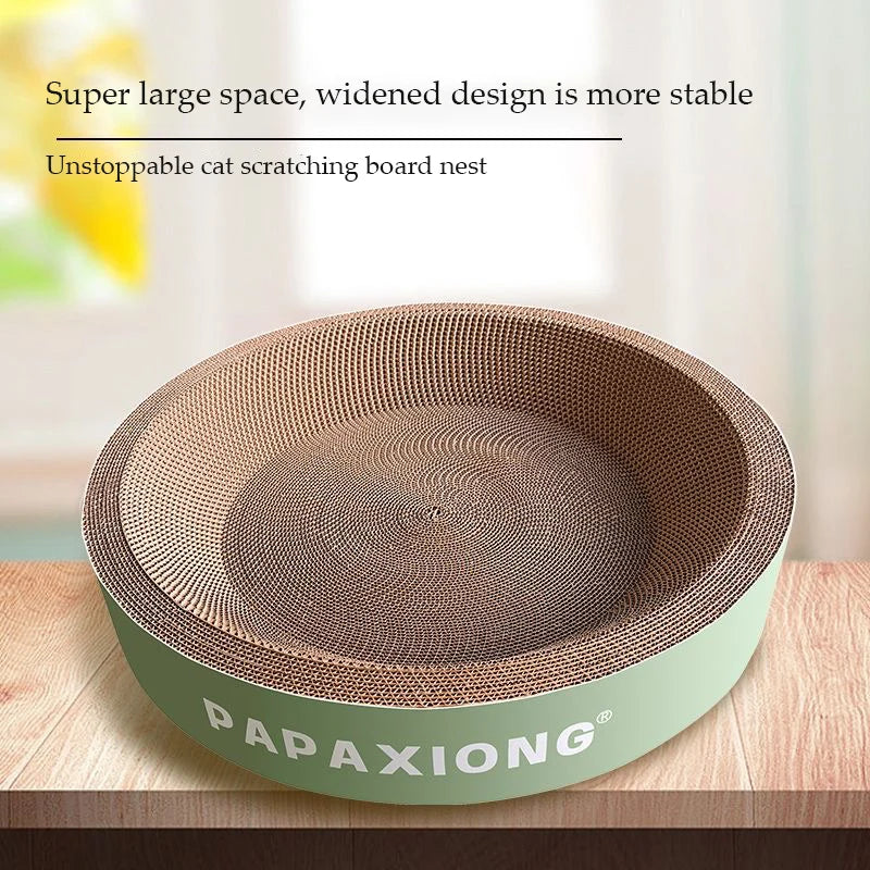 Durable Round Oval Cat Scratcher & Bed with Thickened Cardboard