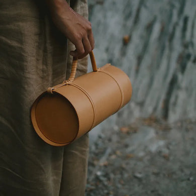Portable Barrel-Shaped with Retro Weave Shoulder Crossbody bag
