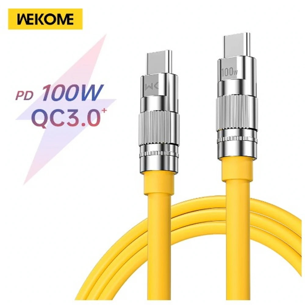 WEKOME 100W Type-C Fast Charging & Data Cable – Liquid Silicone for iPhone 15, Xiaomi, Samsung