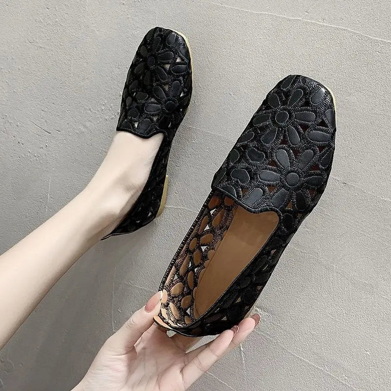 Women's Foldable Square Toe Loafers - Casual Fashion Flats